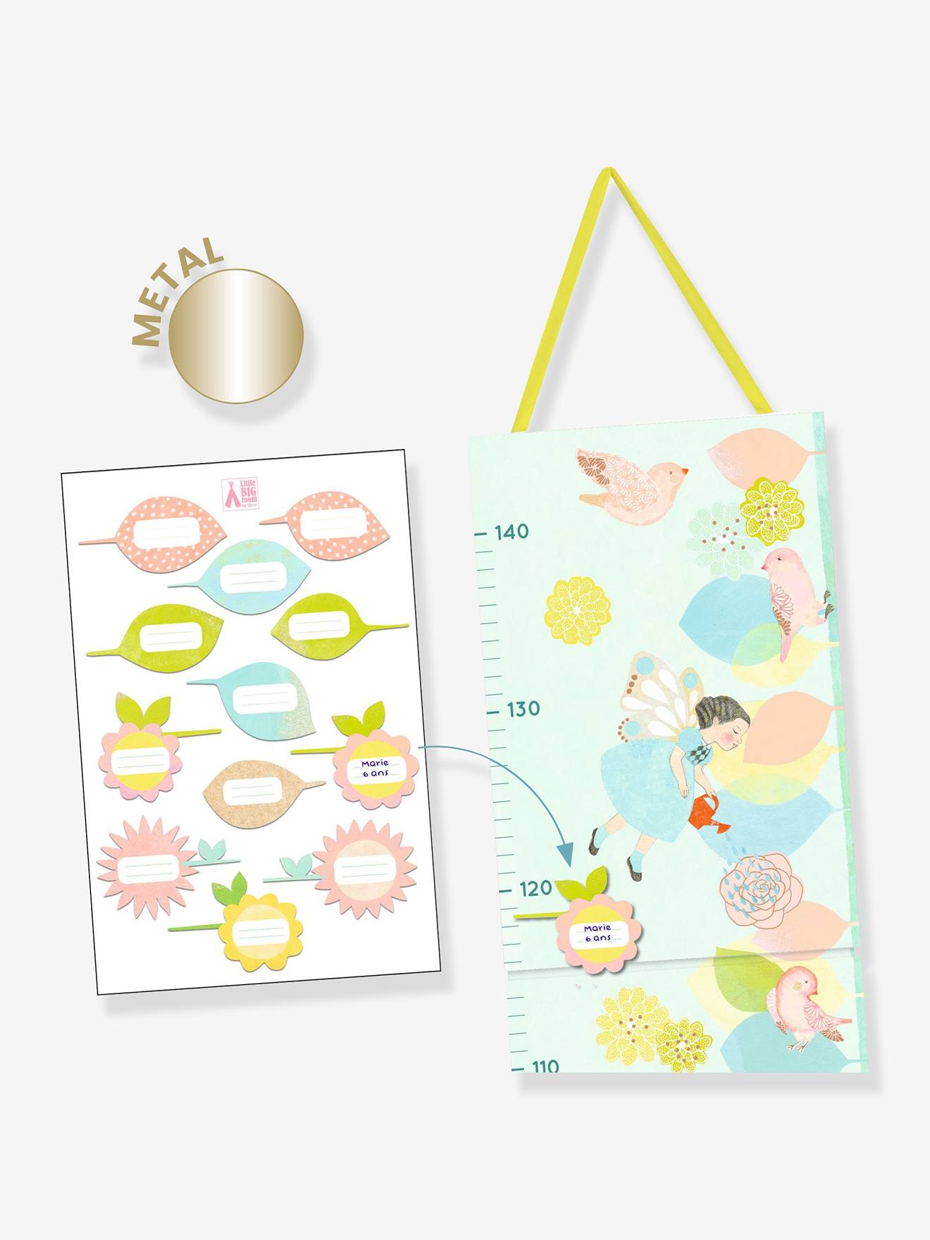 Djeco Kinder Papier-Messleiste mit Stickern Vögel & Blumen DJECO - blau bedruckt
