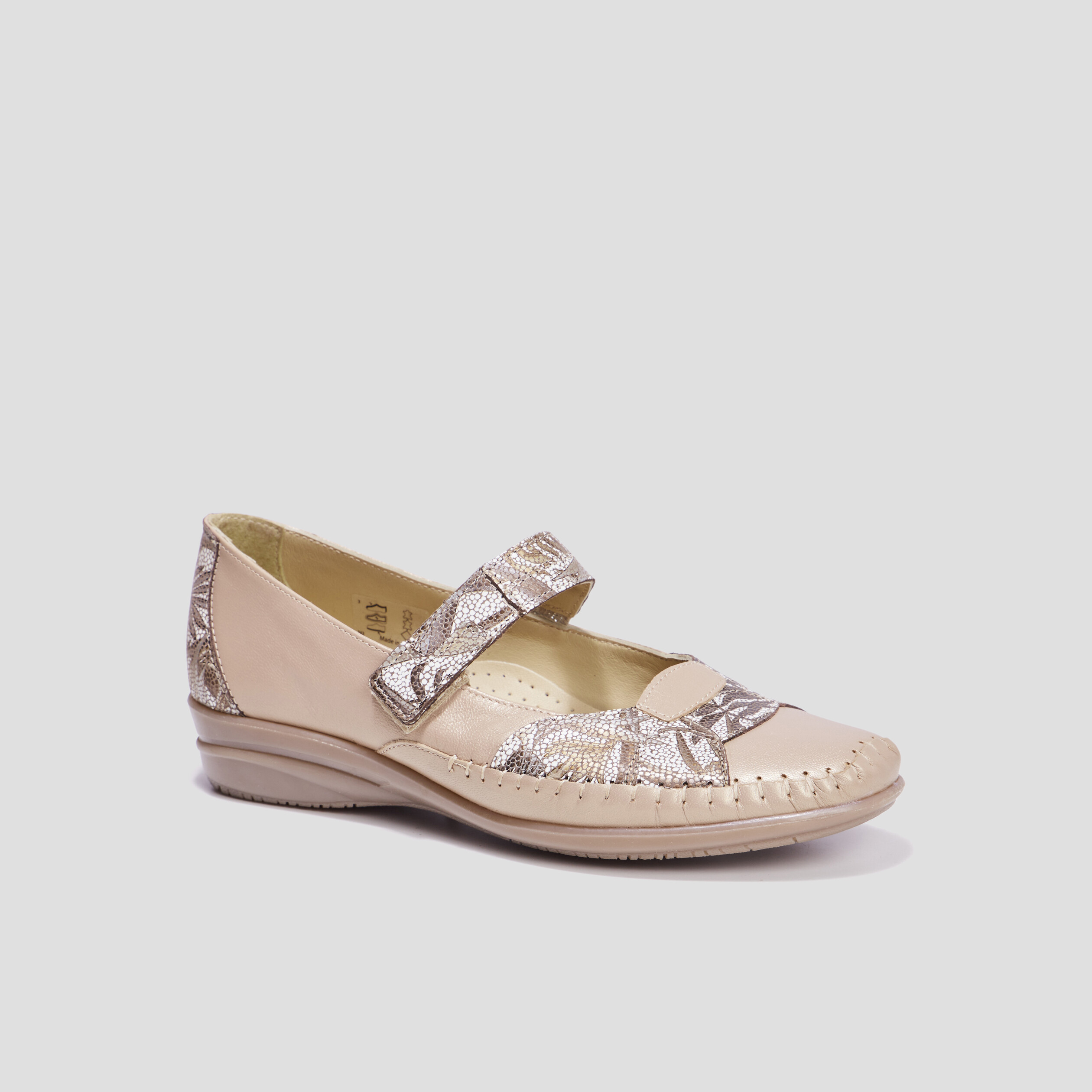 Ballerines pied large cuir Confortissimo sable femme | La Halle