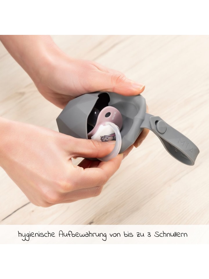 MiaMia Silikon-Schnullerbox / Schnullerhalter - Diamant - in grau günstig kaufen onesize