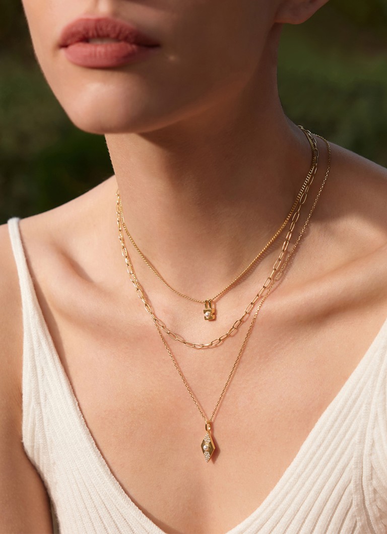 Κολιέ Ania Haie Pearl M με γεωμετρικά στοιχεία και ζιργκόν