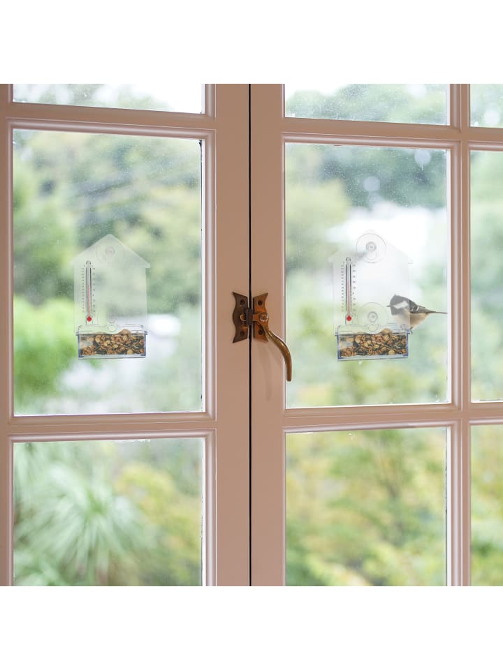 relaxdays 2 x Fenster-Vogelfutterhaus in Transparent günstig kaufen onesize