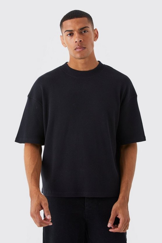 Kastiges Oversize T-Shirt in Waffeloptik