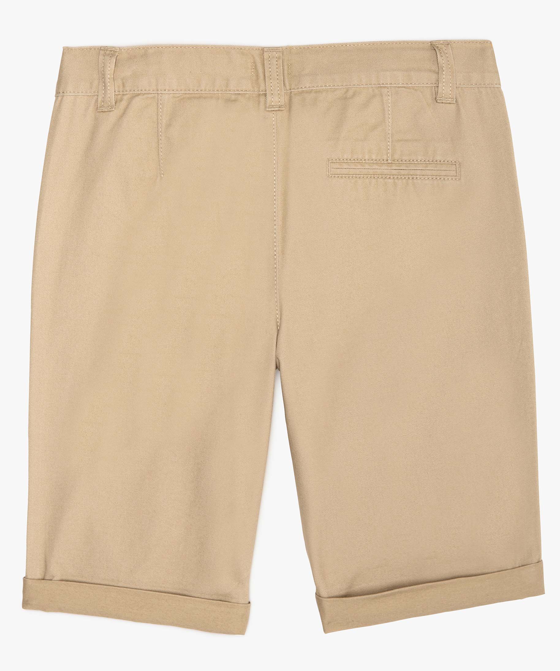 Bermuda Garçon en sergé de coton uni beige | GEMO