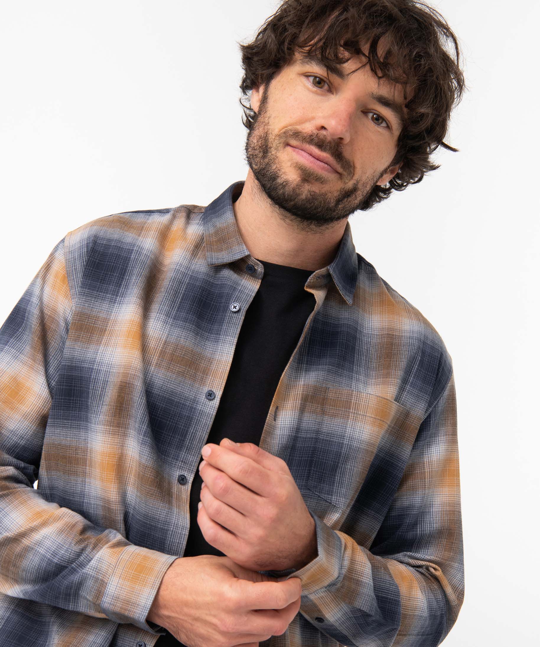 Chemise homme à manches longues et carreaux en flanelle carreaux | GEMO