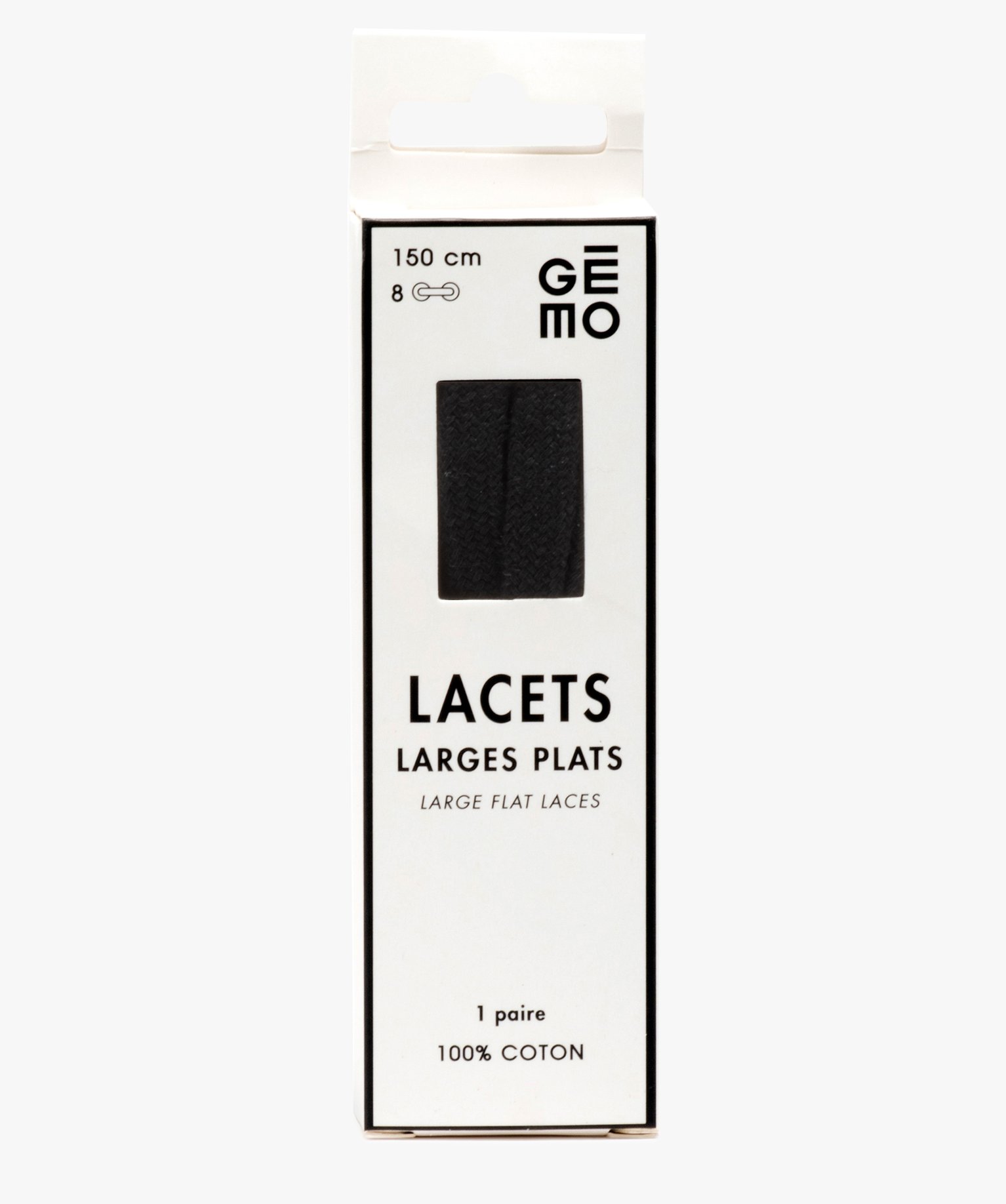 Lacets plats larges - 150 cm noir | GEMO