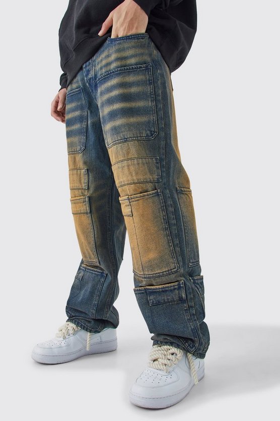 Lockere Cargo-Jeans mit Taschen