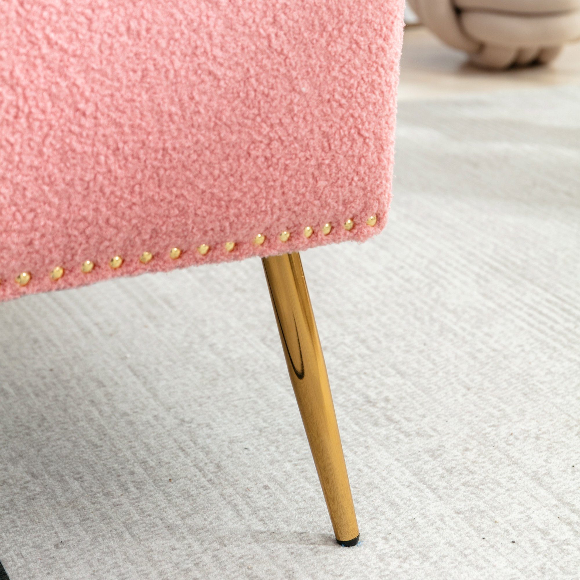 OKWISH Sessel Relaxsessel, Relaxstuhl, goldene Metallbeine, Teddy-Samt-Stuhl (Wohnzimmerstuhl, bequemer Sessel, geeignet zum Lesen oder Entspannen, Wohnzimmerstuhl, bequemer Sessel), mit Reißverschluss-Design