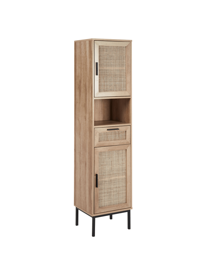 Beliani Badezimmerschrank ROSELL in Heller Holzfarbton - (W) 40 x (H) 165 x (L) 36 cm günstig kaufen onesize