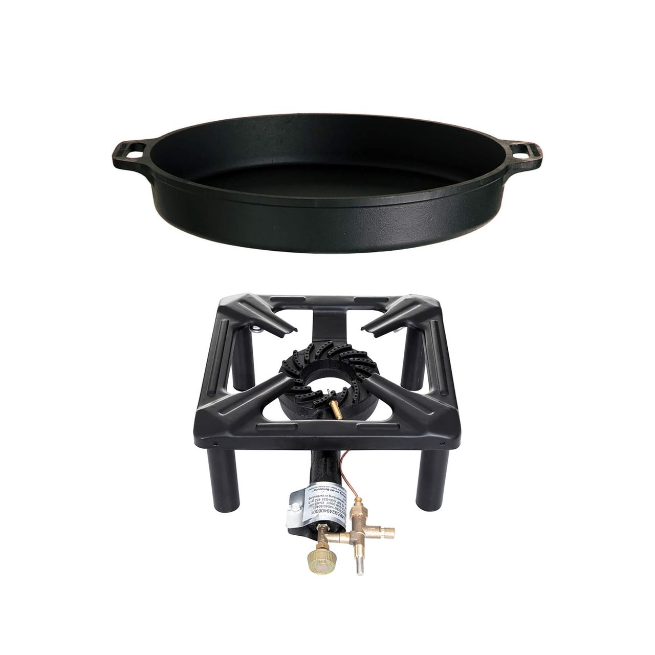 Allgrill Hockerkocher-Set, groß mit Zündsicherung und Gusspfanne