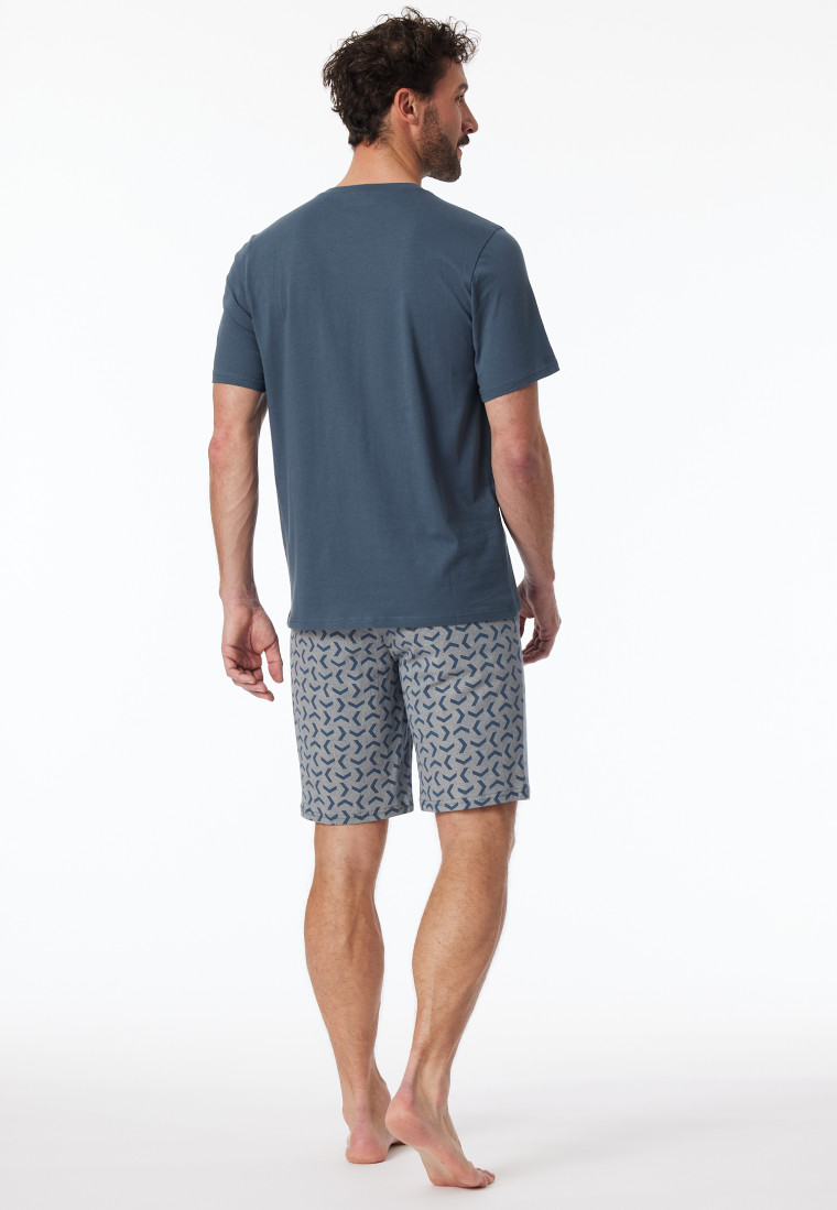 Schlafanzug kurz jeansblau gemustert - Casual Essentials
