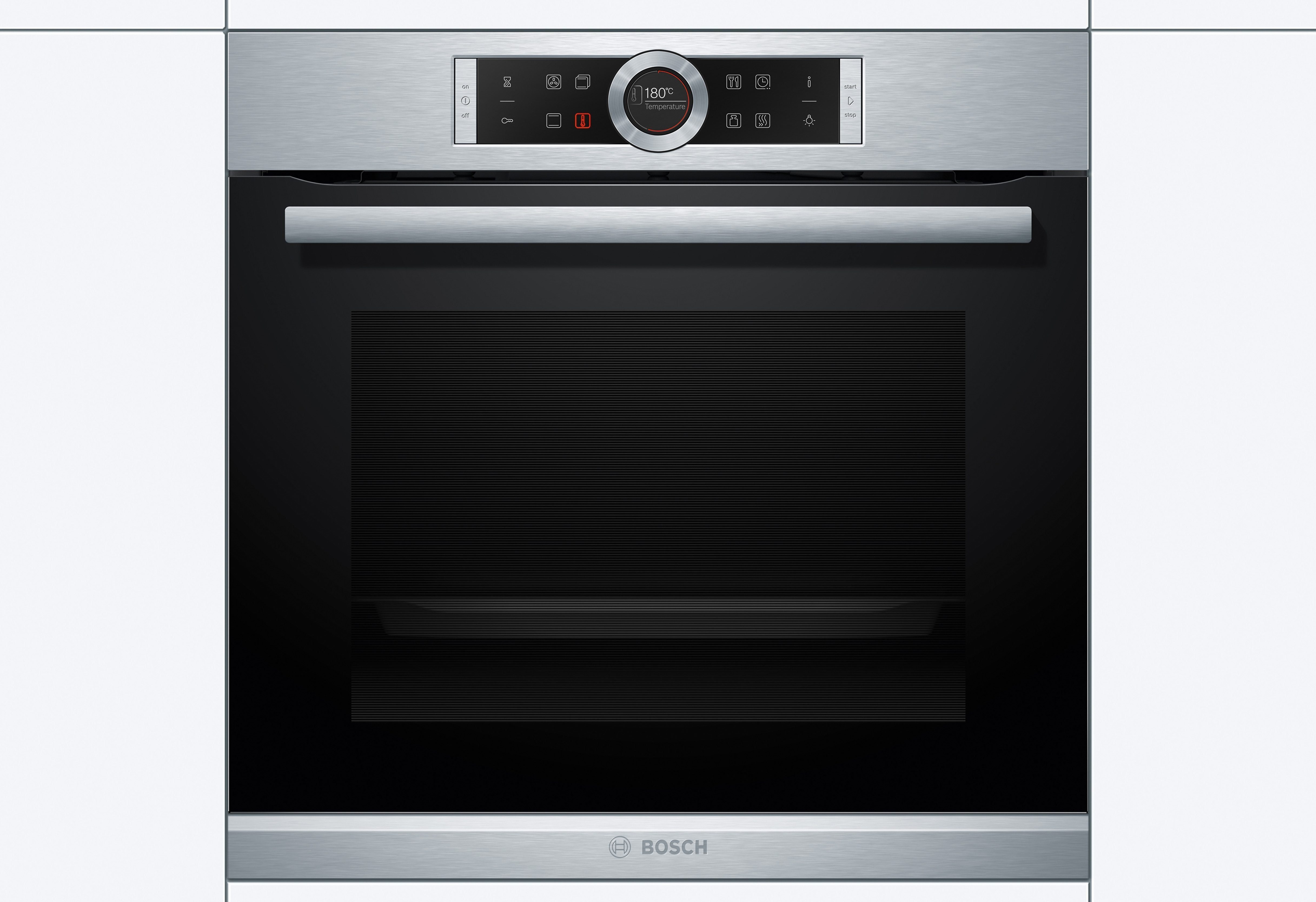 BOSCH Einbaubackofen Serie 8 HBG635B, mit Teleskopauszug nachrüstbar, ecoClean Direct, mit Pizzastufe