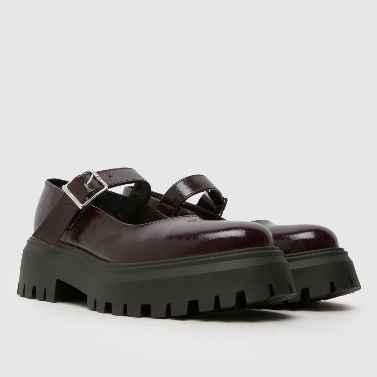 Schuh Lash vastag Mary Jane lapos cipők bordó színben