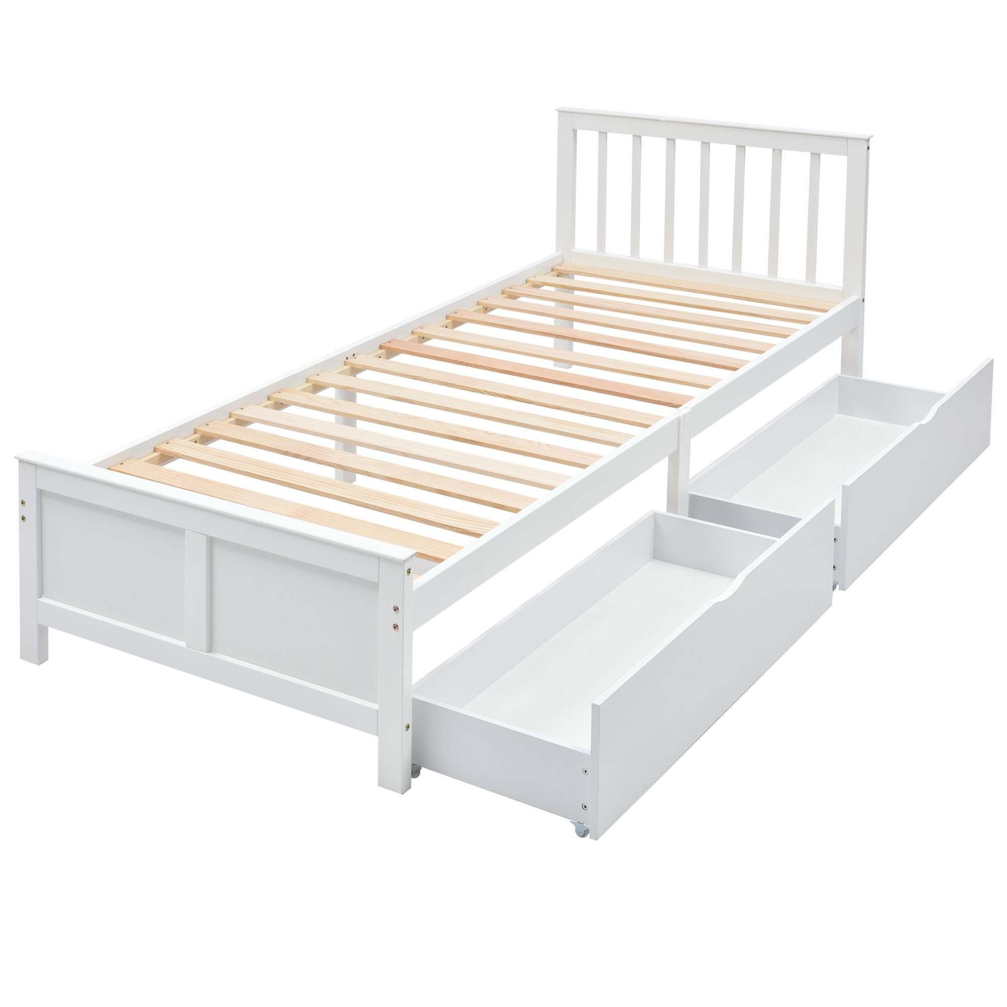 BlingBin Holzbett Jugendbett Erwachsenenbett mit Schubladen 90/140x200cm (1er Set, 1-tlg., Bett Ohne Matratzen), Einzelbett, Doppelbett