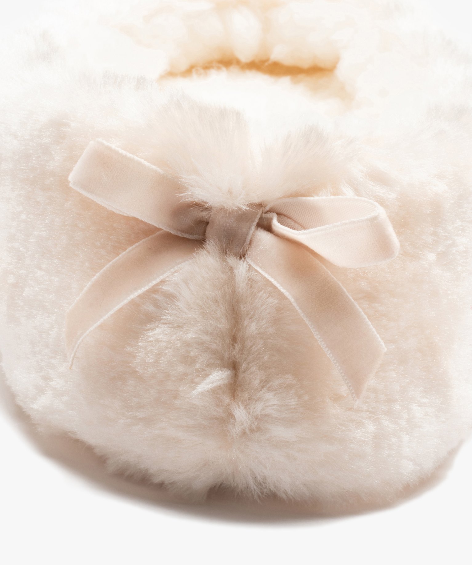 Chaussons femme ballerines unies en fourrure imitation beige | GEMO