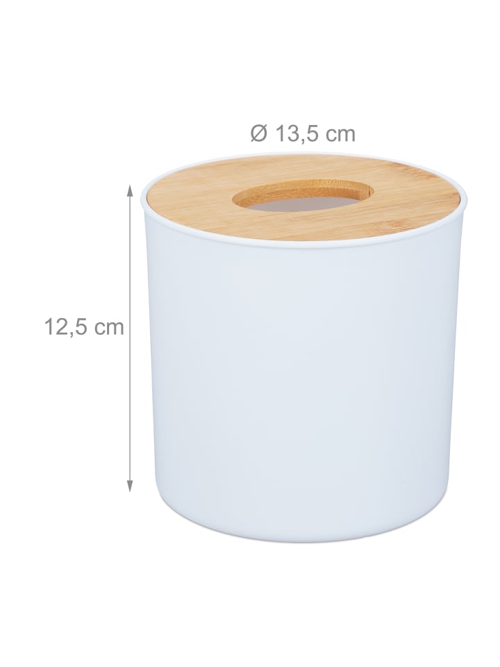 relaxdays Kosmetiktuchbox in Weiß/Natur - (H)13 x Ø13,5 cm günstig kaufen onesize
