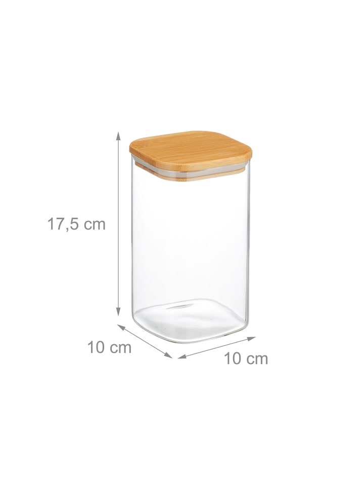 relaxdays 3 x Vorratsglas in Transparent/ Natur - 1200 ml günstig kaufen onesize