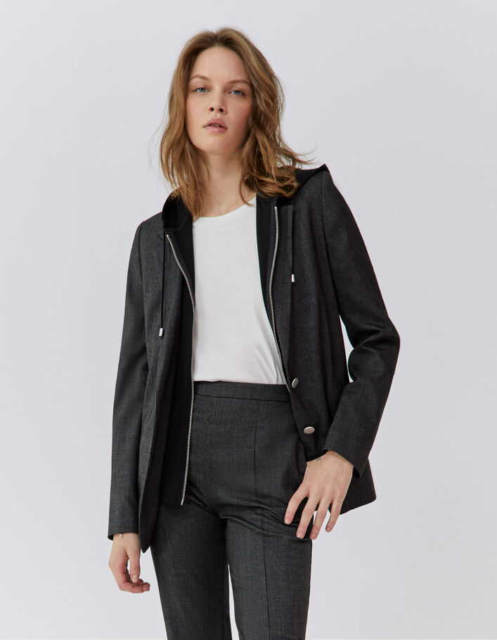 Veste de costume noire faux-uni parmenture amovible Femme