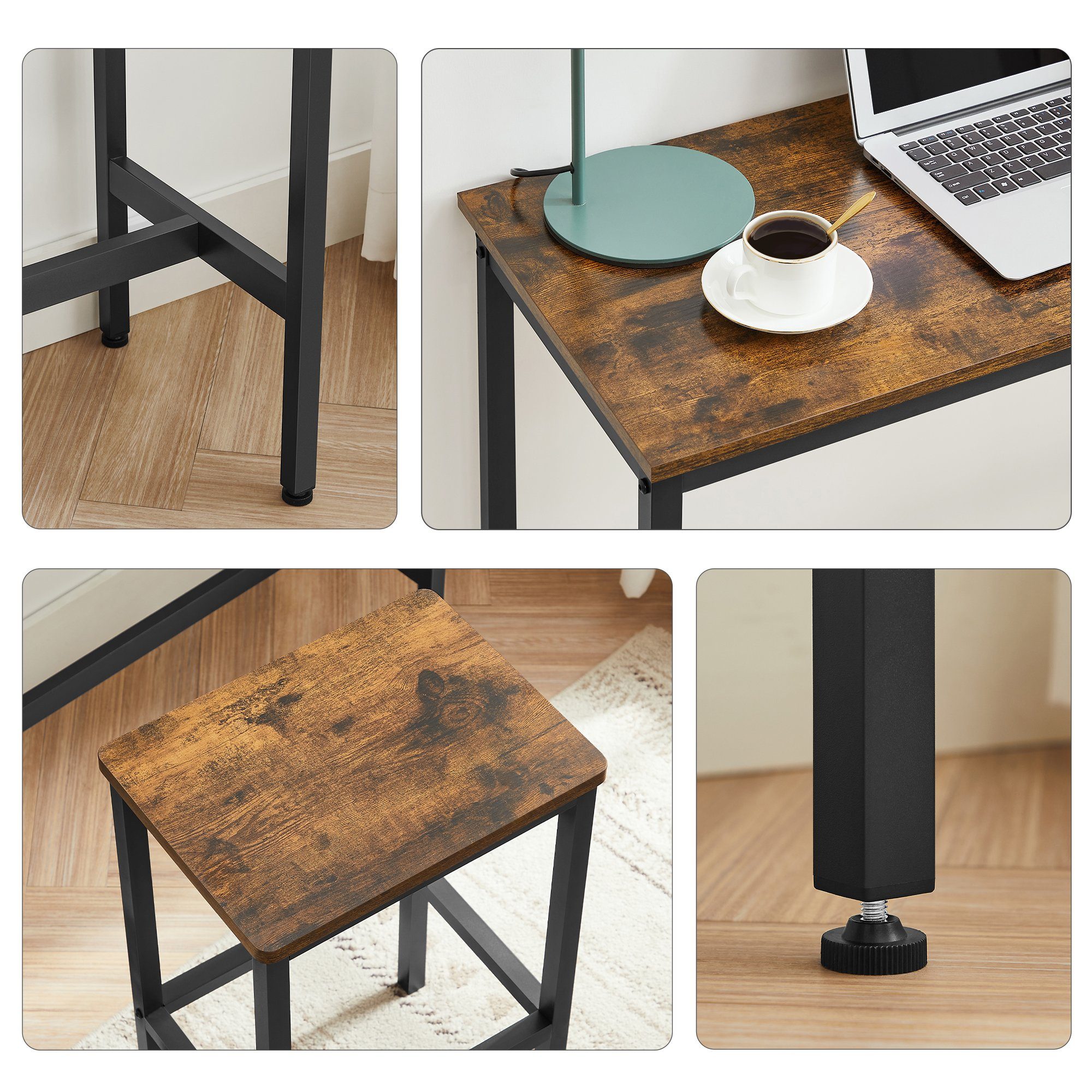 VASAGLE Bartisch Bartisch-Set, Stehtisch(100x40x90cm) mit 2 Barhockern