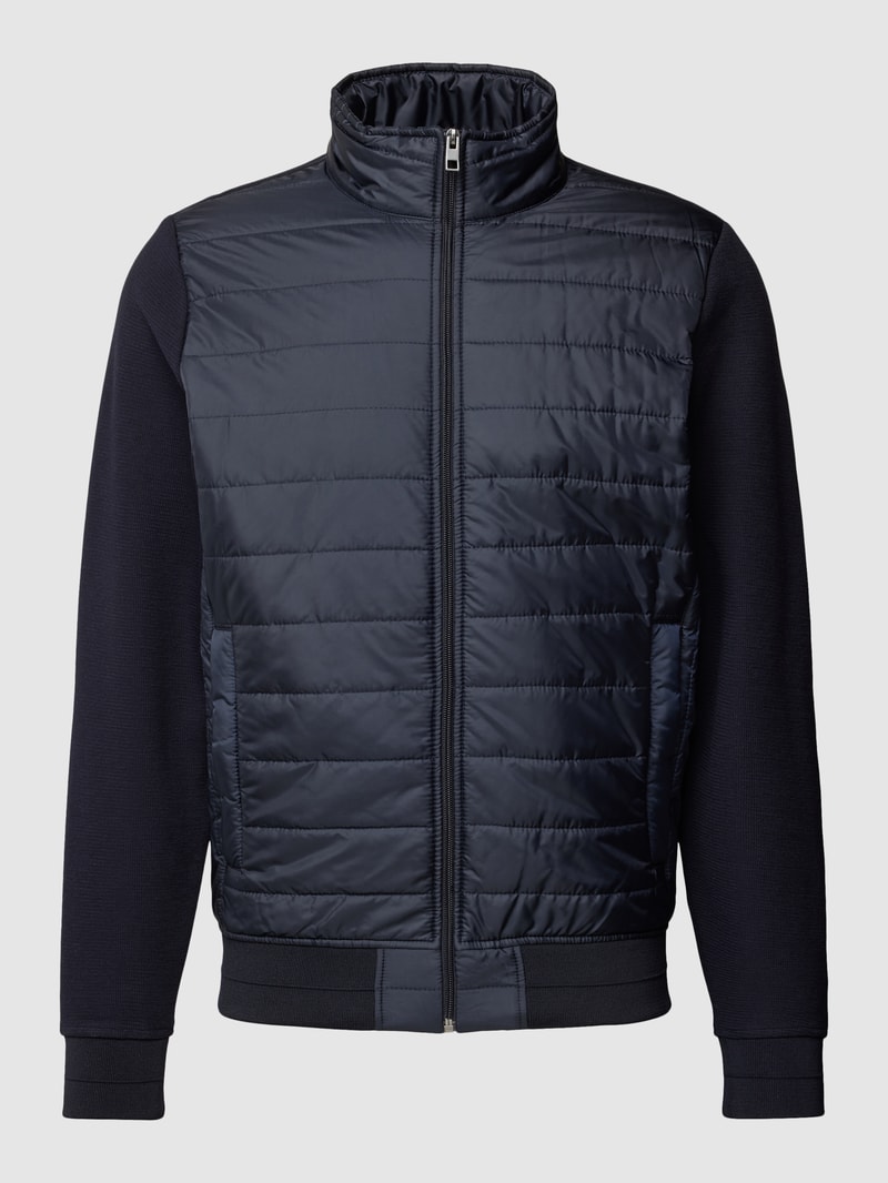 Sweatjacke mit Two-Tone-Machart in marineblau