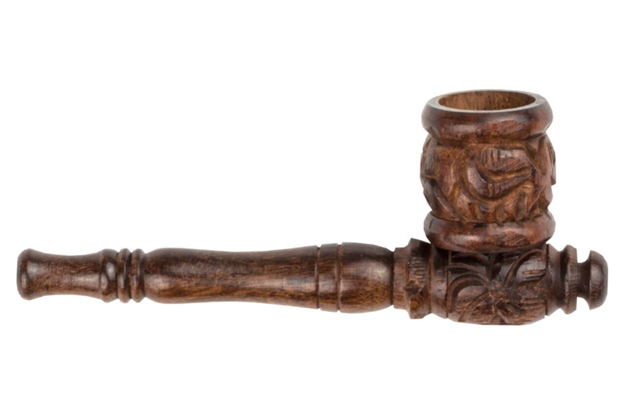 Weedness Handpfeife Holz-Pfeife 10 cm aus Ebenholz handgeschnitzt Tabak Pipe