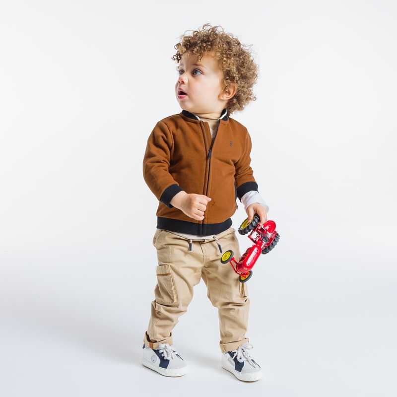 Teddy zippé en molleton doux marron bébé garçon