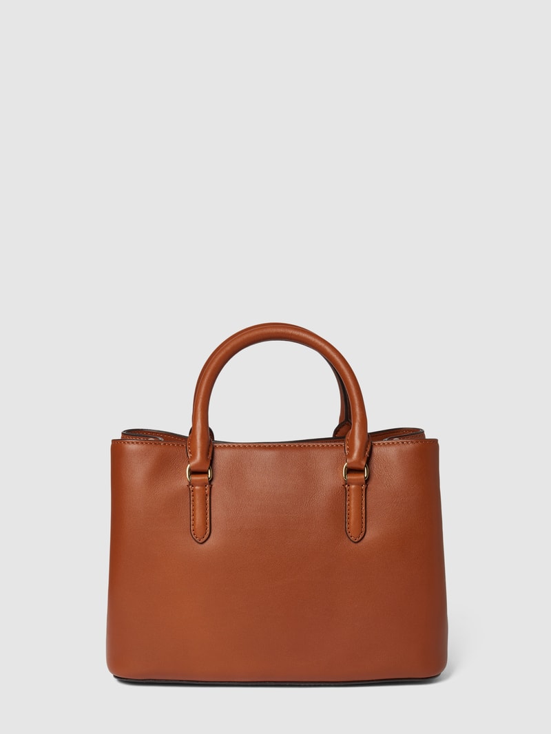 Satchel aus Leder mit Label-Applikation Modell 'MARCY' in cognac
