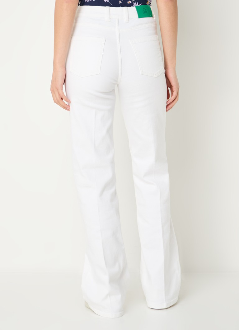 Pantaloni Benetton cu talie înaltă și croială dreaptă, de culoare decolorată.