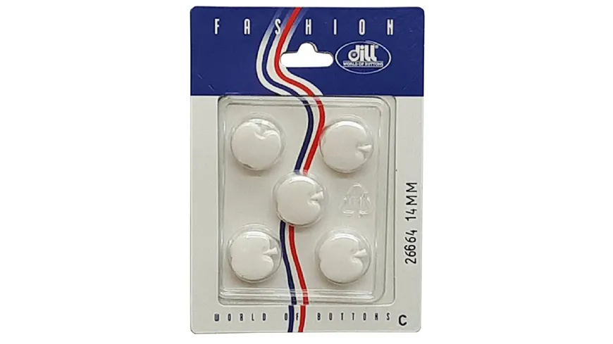 Dill Apfelknopf mit Öse Ø 14mm 5er Pack weiß