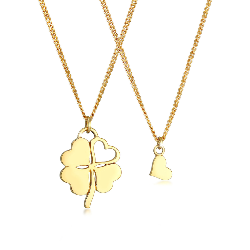 Elli Elli Collier Pendentif en forme de trèfle en forme de cœur en argent sterling 925 Bijoux
