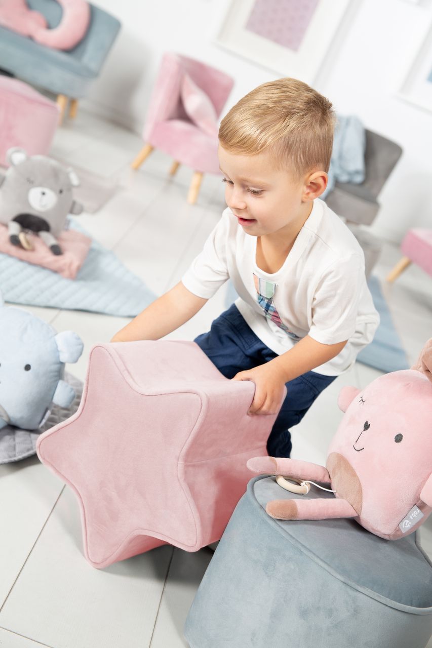 Roba Kinderhocker in Sternform „Lil Sofa“, bequemer Hocker mit Samtstoff in der Farbe Mauve, Pouf