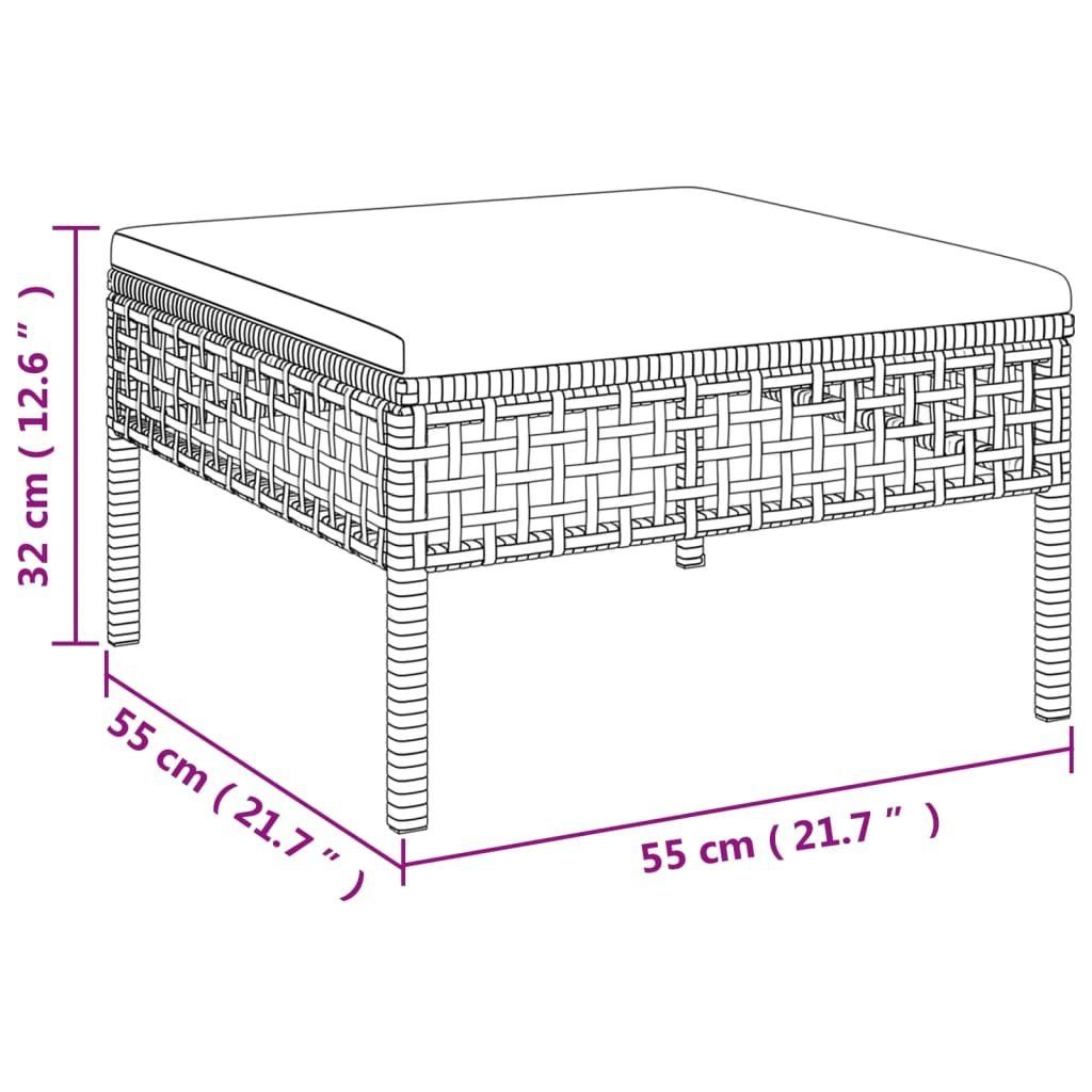 vidaXL Gartenlounge-Set 3-tlg. Garten-Lounge-Set mit Kissen Grau Poly Rattan, (1-tlg)