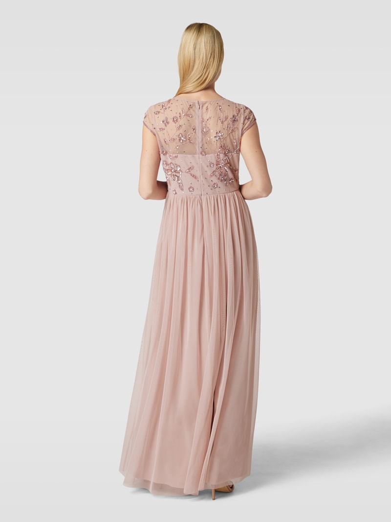 Abendkleid mit Zierbesatz in altrosa