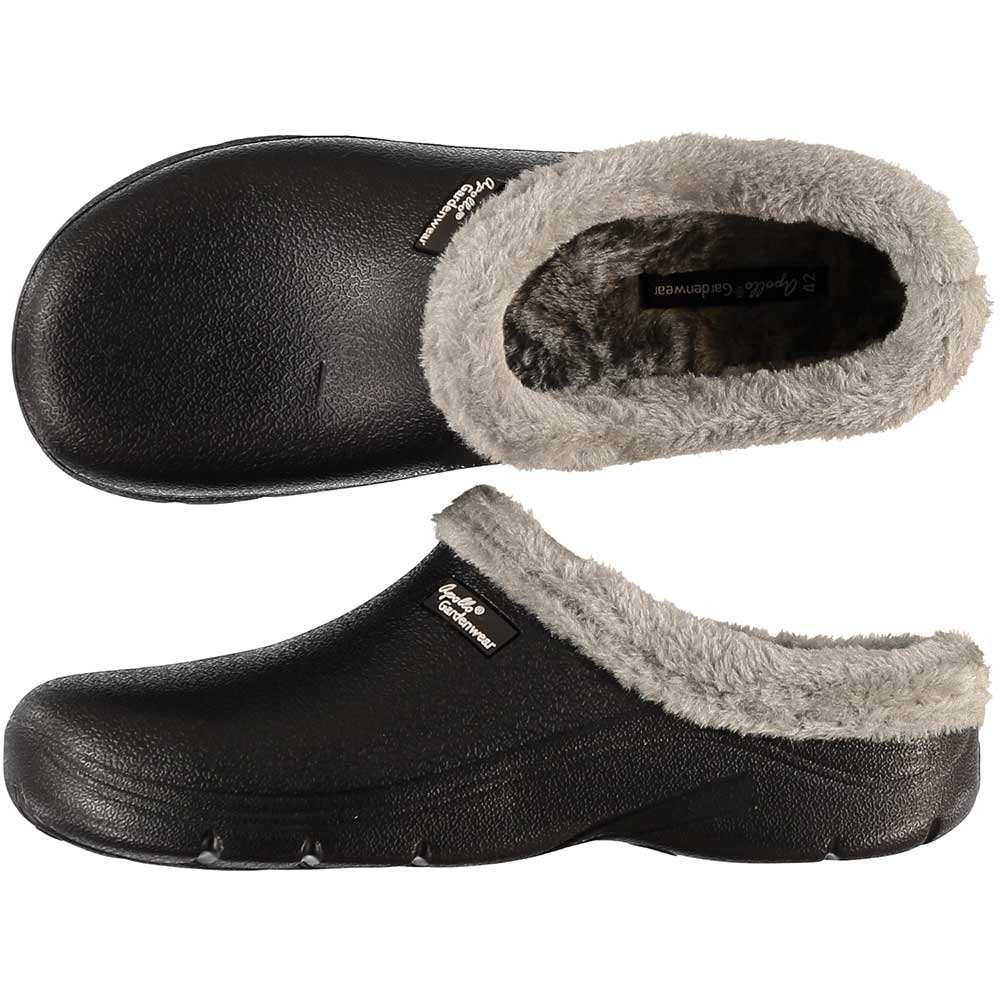 Steinnacher Bärbel Herren Gartenclogs mit Fell schwarz Clog