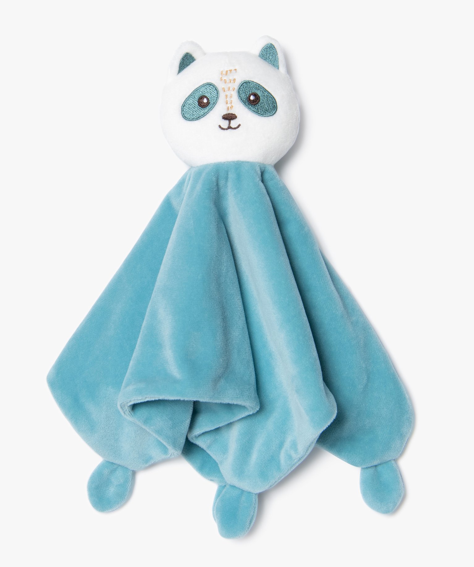 Doudou plat avec tête de panda pour bébé bleu | GEMO