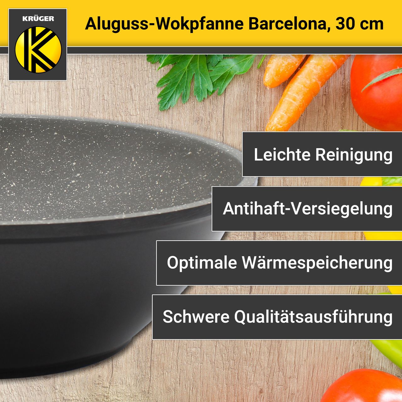 Karl Krüger Aluguss Wok-Pfanne BARCELONA, 30 cm