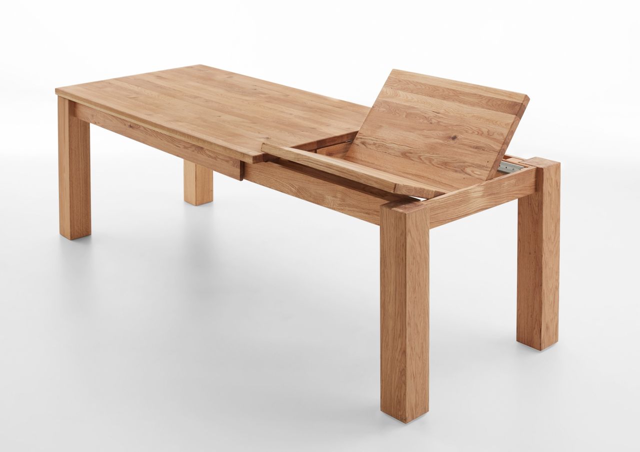 Innoha ausziehbarer Esstisch ROLF, Klappmechanik 160 x 90 Wild Eiche massiv geölt