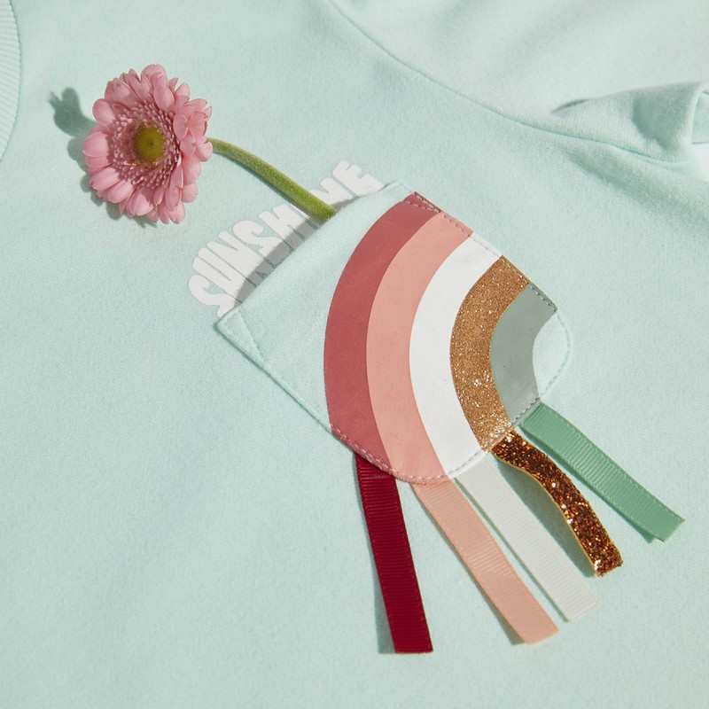 Robe-sweat fille arc-en-ciel verte Catimini