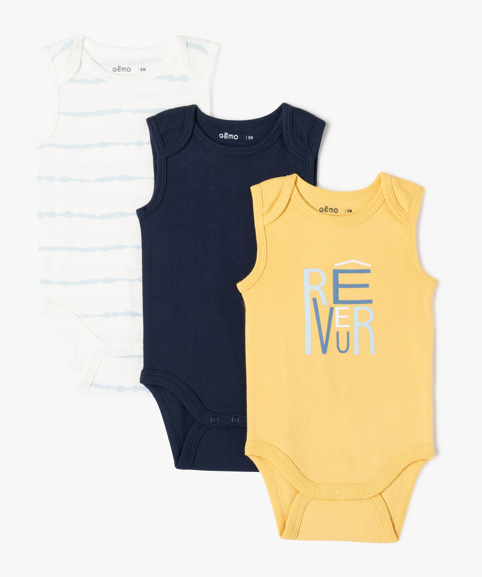 Body bébé Garçon sans manches (lot de 3) jaune | GEMO