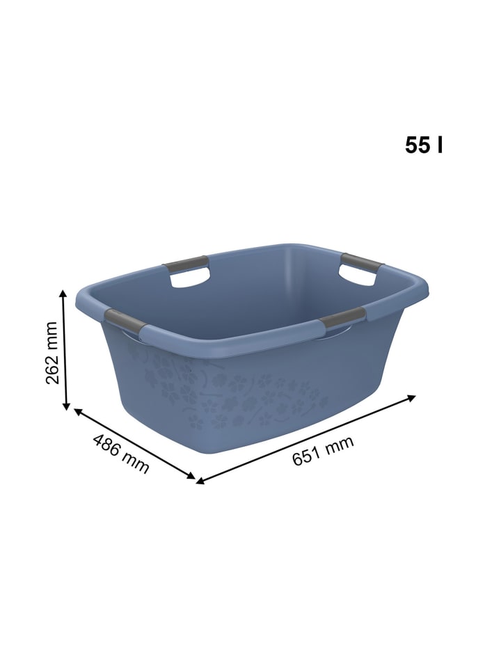Rotho Flowers Wäschewanne 50l mit 4 Griffen, Kunststoff (PP) in Horizontblau günstig kaufen onesize