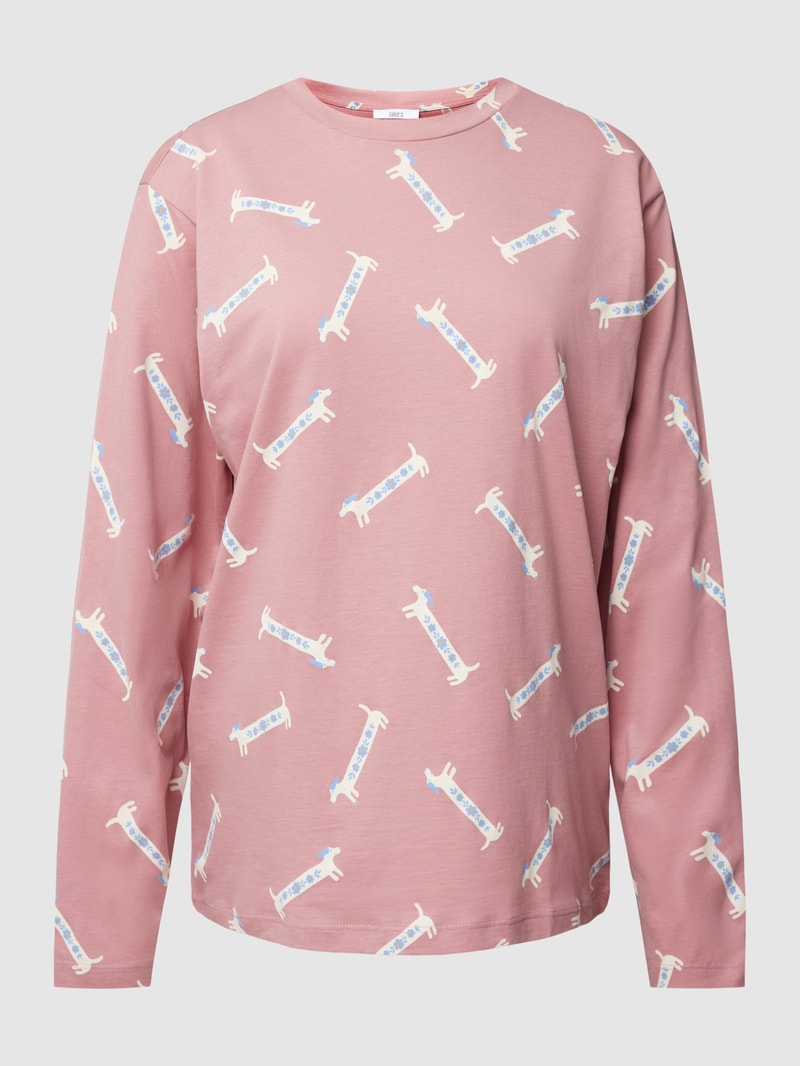 Pyjama-Oberteil mit Allover-Print in rosa