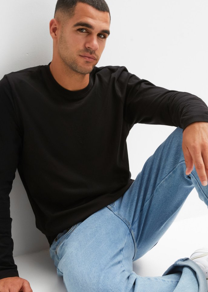 Langarmshirt mit Komfortschnitt (2er Pack)