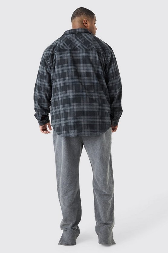 Plus kariertes Oversize Overshirt