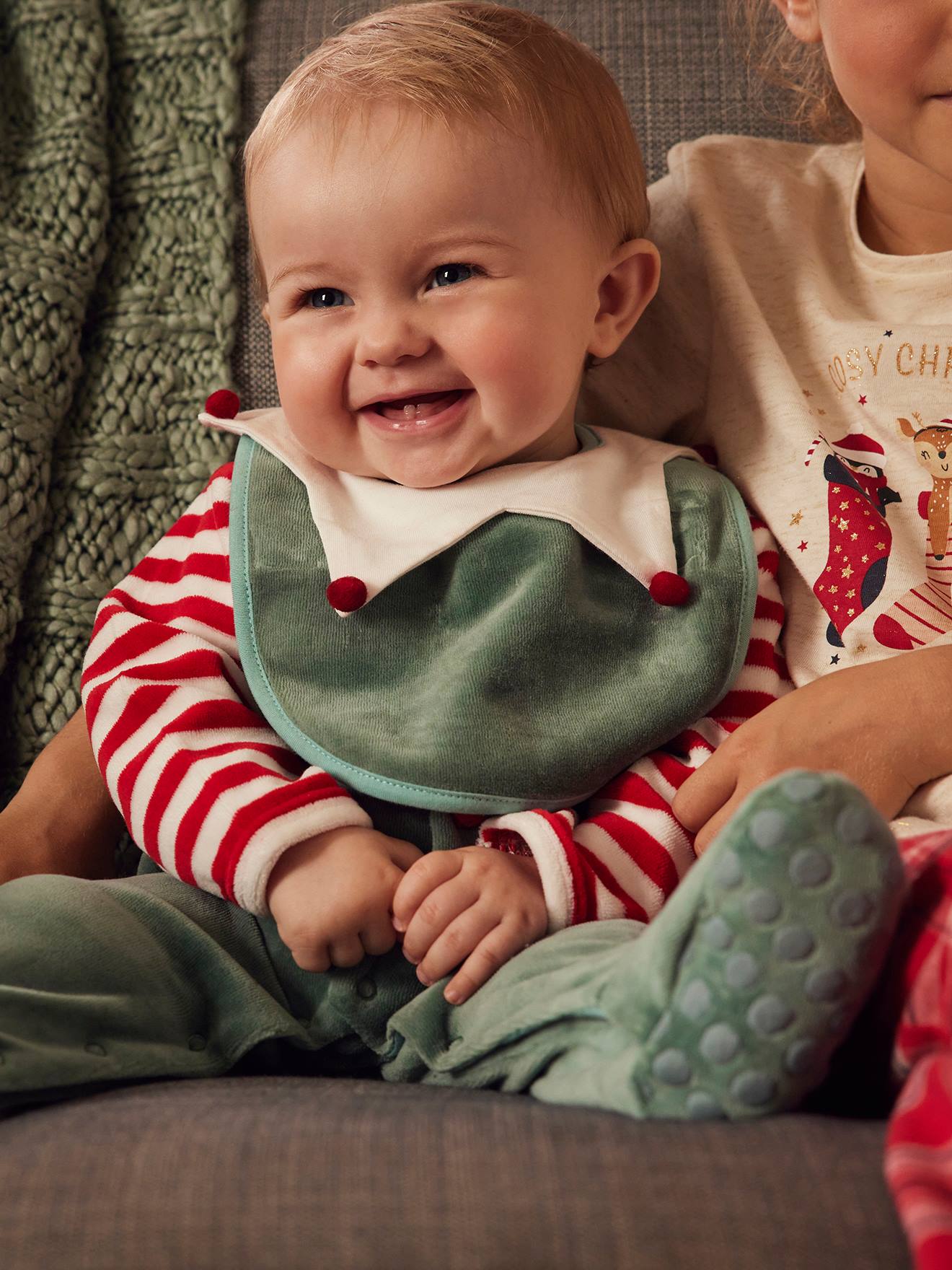 Vertbaudet Baby Weihnachts-Geschenkset: Strampler & Lätzchen - tanne