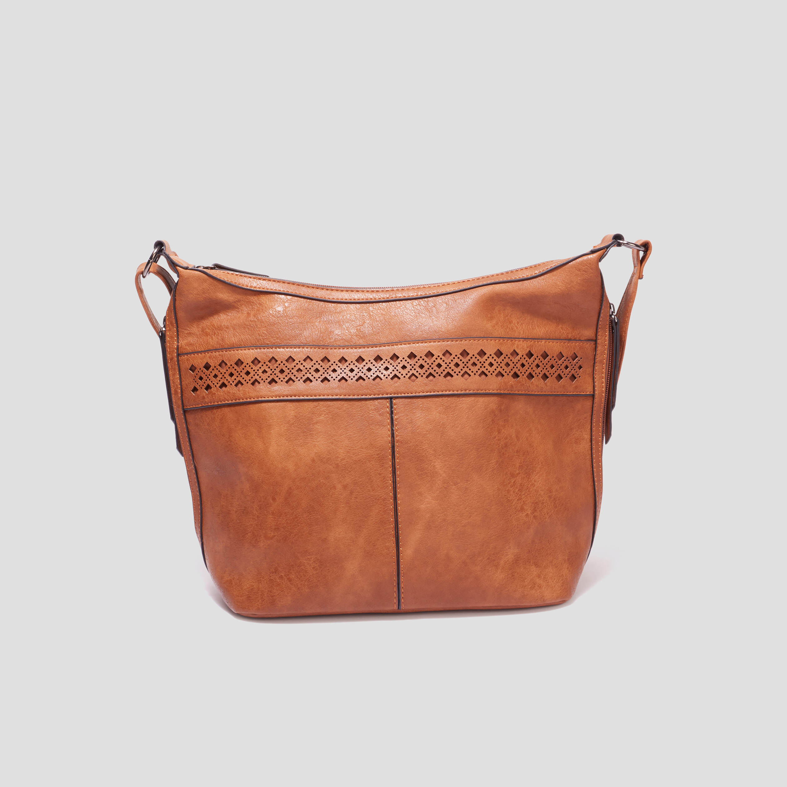 Sac seau avec perforations marron cognac femme | La Halle