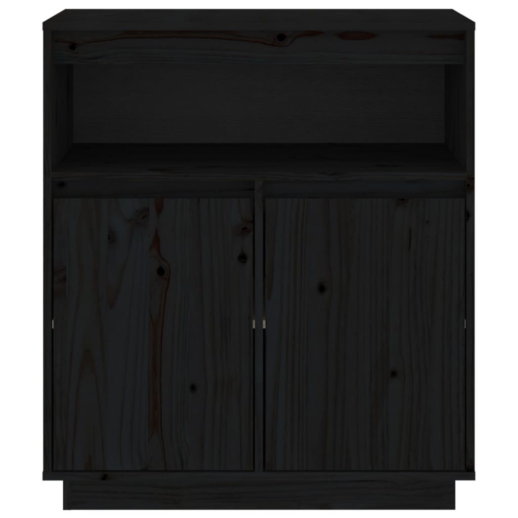 vidaXL Sideboard Sideboard Schwarz 70x34x80 cm Massivholz Kiefer (1 St)