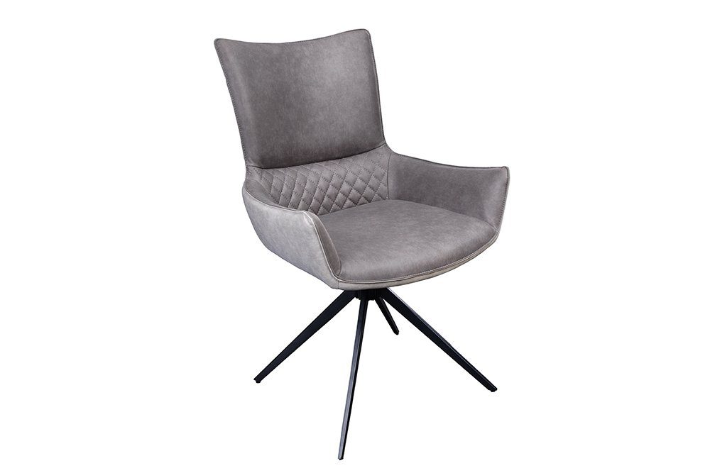 riess-ambiente Polsterstuhl ALPINE grau-hellgrau / schwarz (Einzelartikel, 1 St), Esszimmer · Microfaser · Metall · mit Armlehne · 180° drehbar · Modern