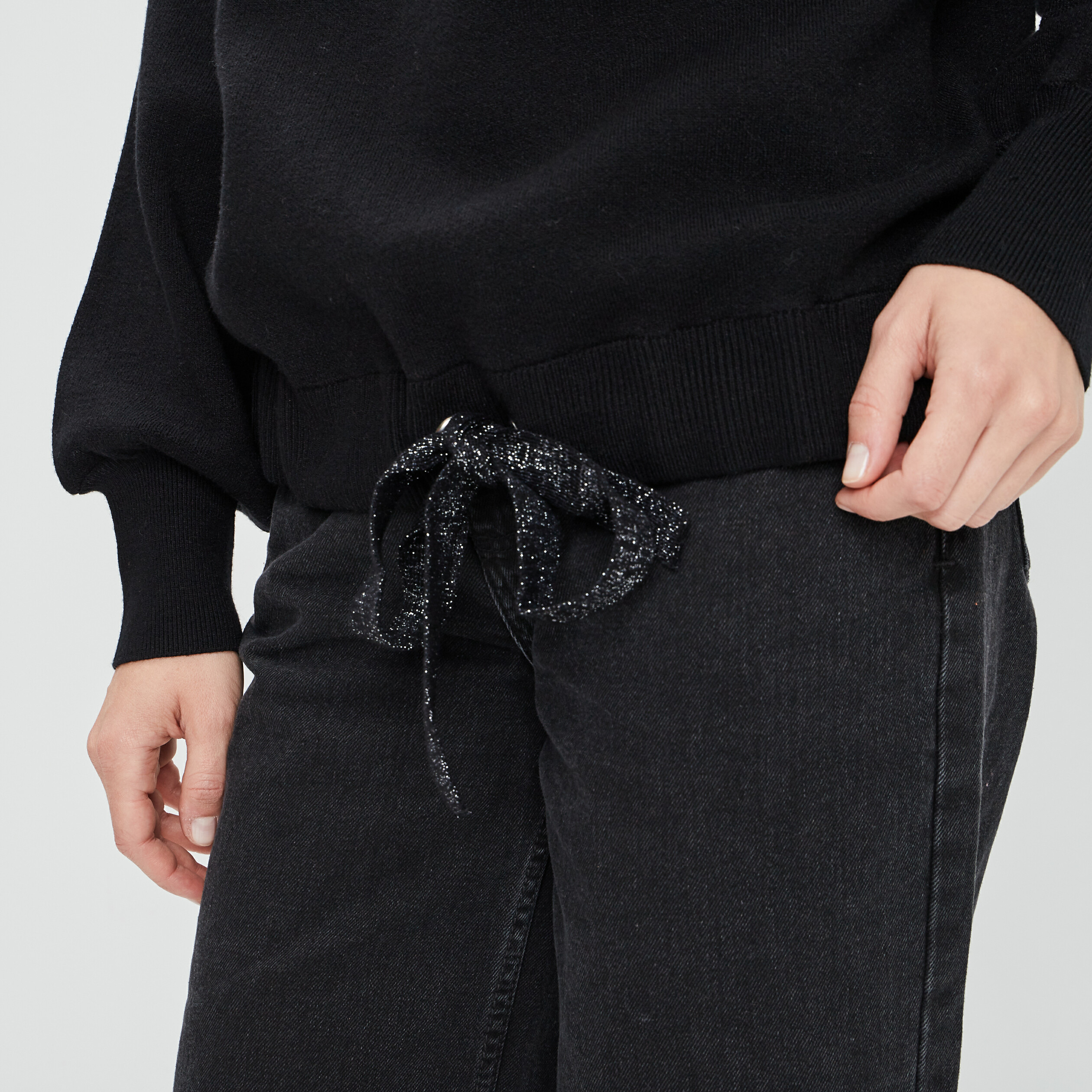 Pull avec col montant noir femme | La Halle