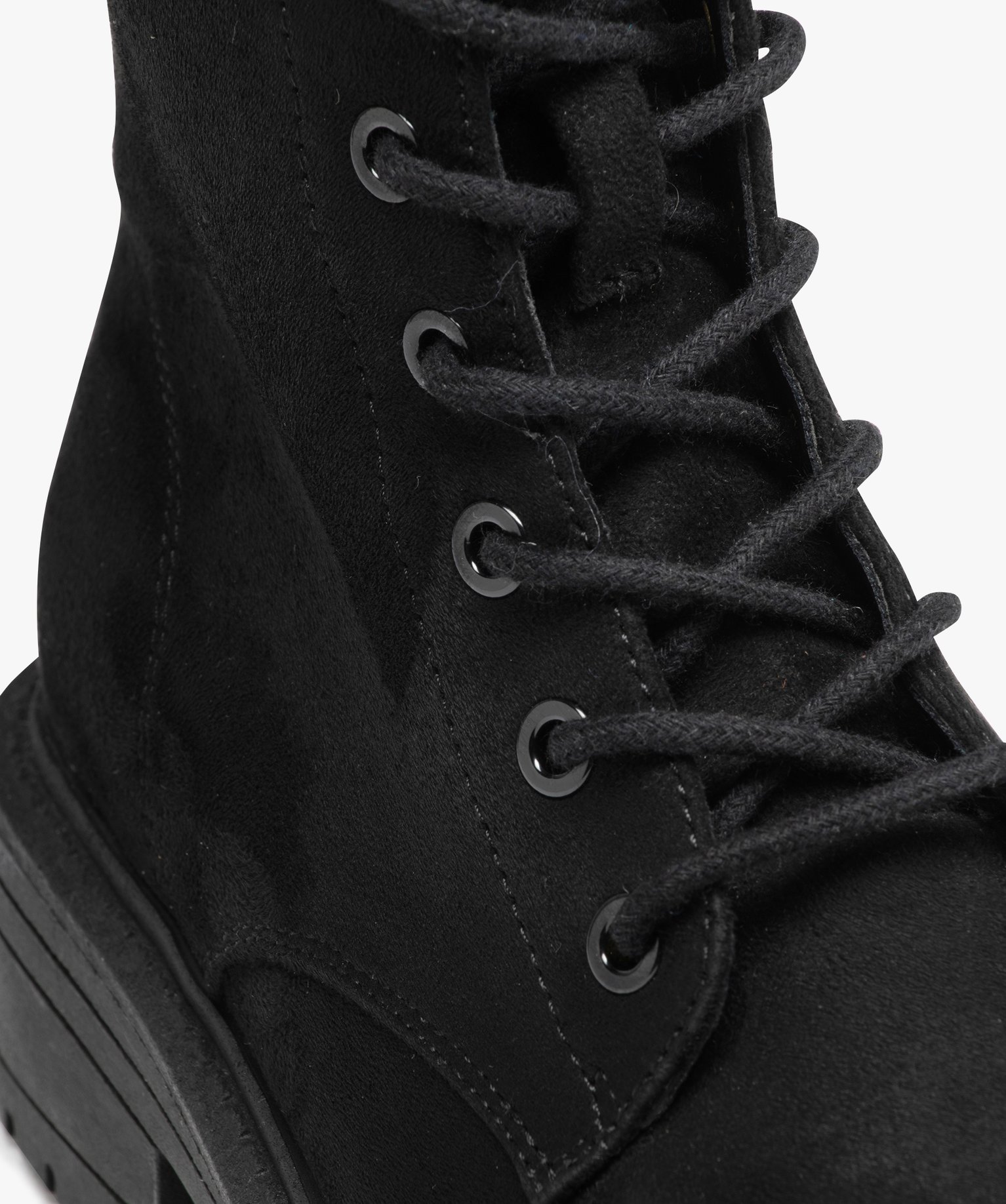 Boots femme dessus uni en suédine à zip et à lacets noir | GEMO