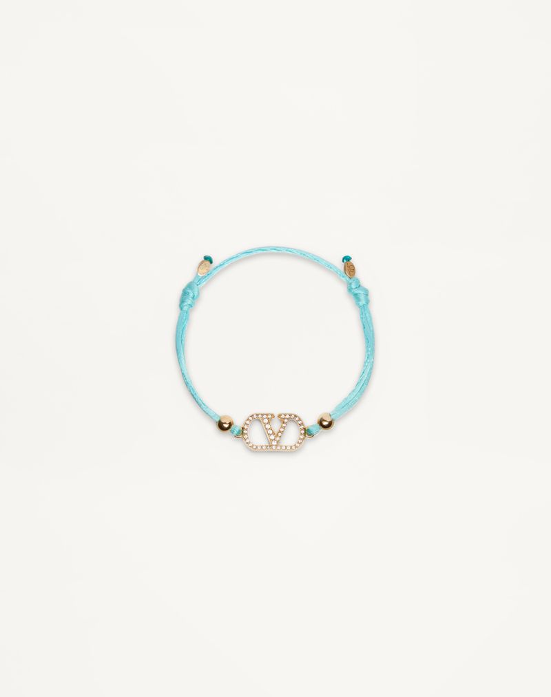 VLogo Signature Valentino armbånd i bomuld og Swarovski® krystaller
