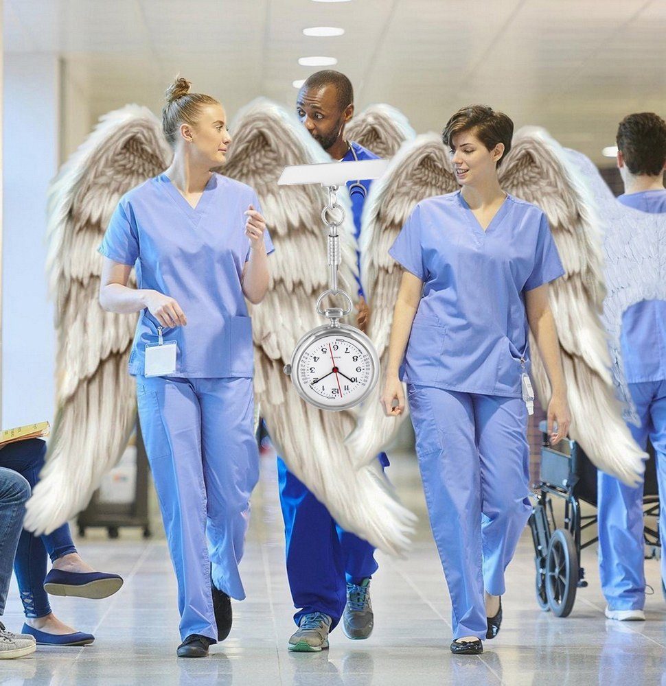Pacific Time Krankenpflegeuhr Damen Schwesternuhr mit Anstecknadel, Gratis Versand